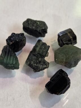 Natural Dark Green Tourmaline Gemstone/ Rough/ Lot of (7) Pieces (29.35 carats)